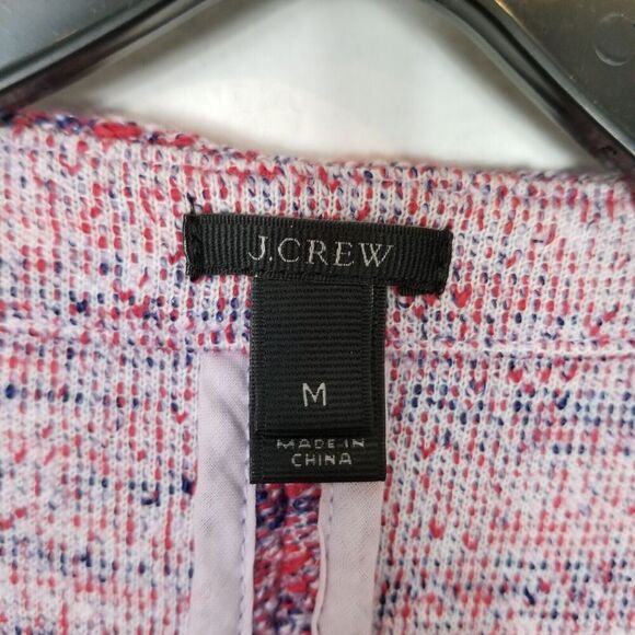 J. Crew Women  Micro Tweed Zip Up Front Jacket Sz M Pink Carrier Preppy Office - Picture 6 of 7